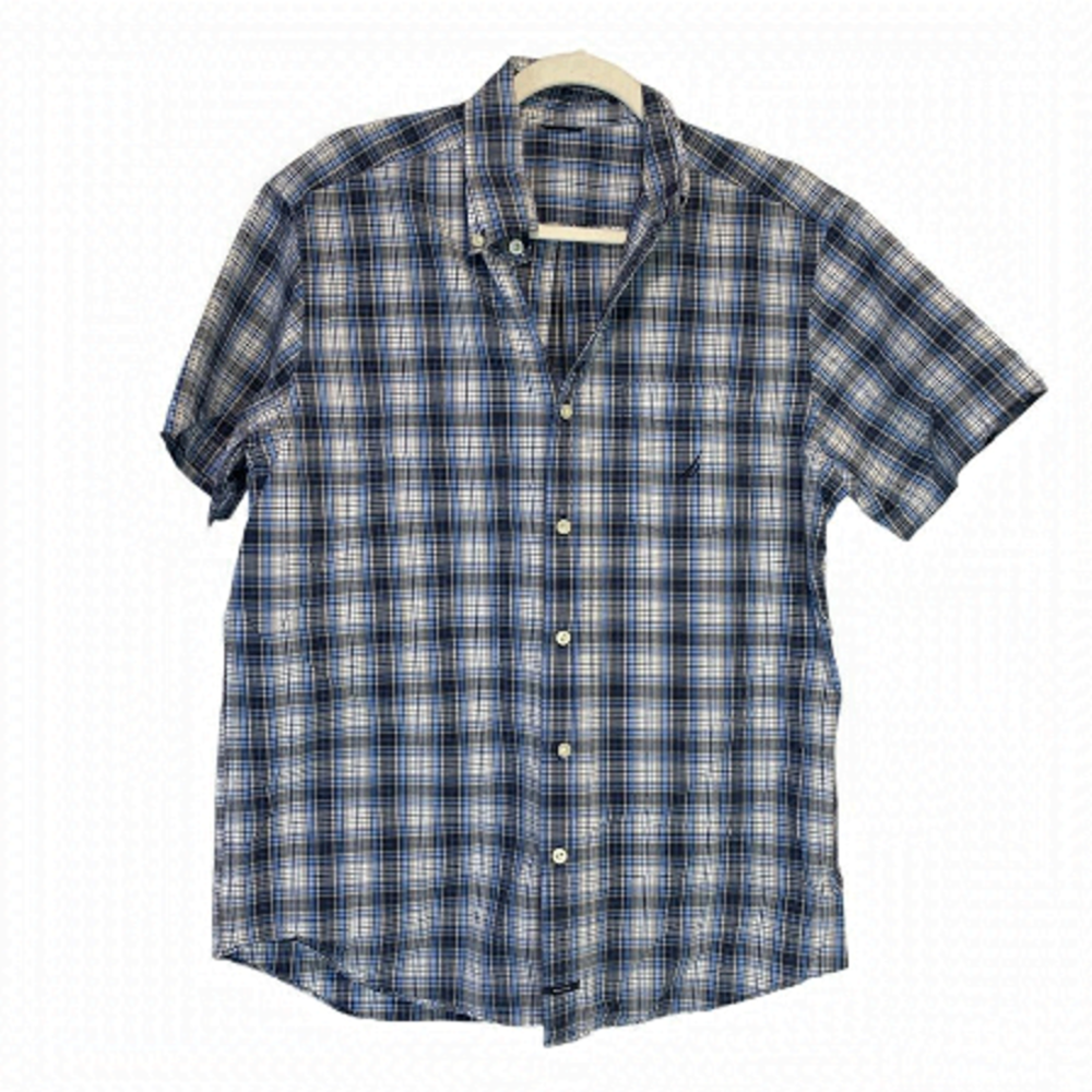 Nautica Plaid Short Sleeve Dress Shirt